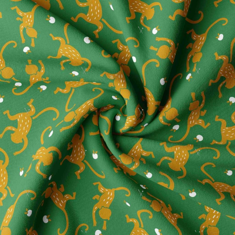 Coated  Cotton OUISTITI Green / Turmeric